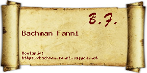 Bachman Fanni névjegykártya